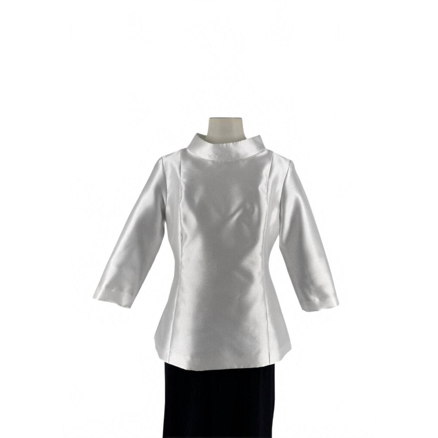 New Bigio Collection Women's Nehru Stand Up Collar Top In White